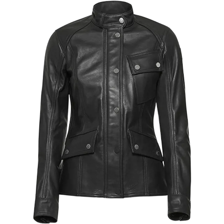 Jacke Penrith Waxed Leder Damen schwarz