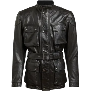 Veste Trialmaster en cuir ciré noir-brun