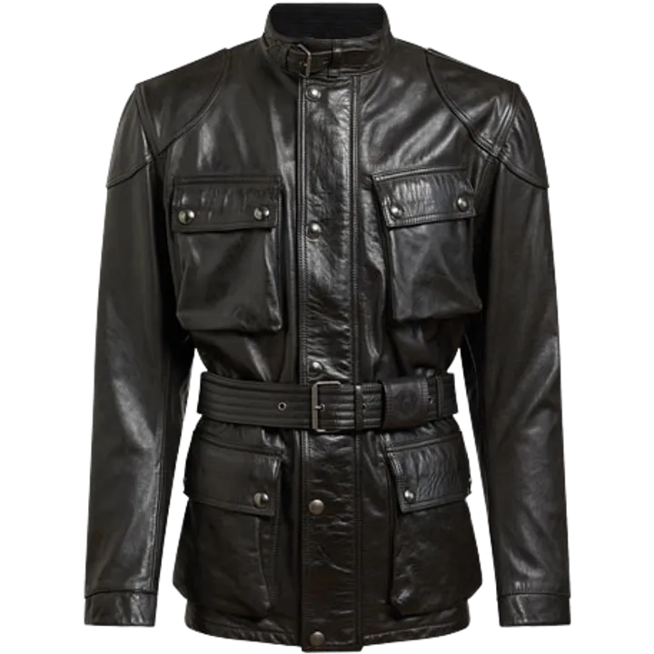 Veste Trialmaster en cuir ciré noir
