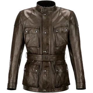 Veste Trialmaster en cuir ciré noir-brun