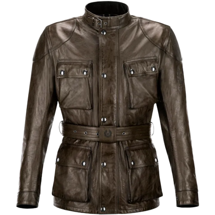 Veste Trialmaster en cuir ciré noir-brun