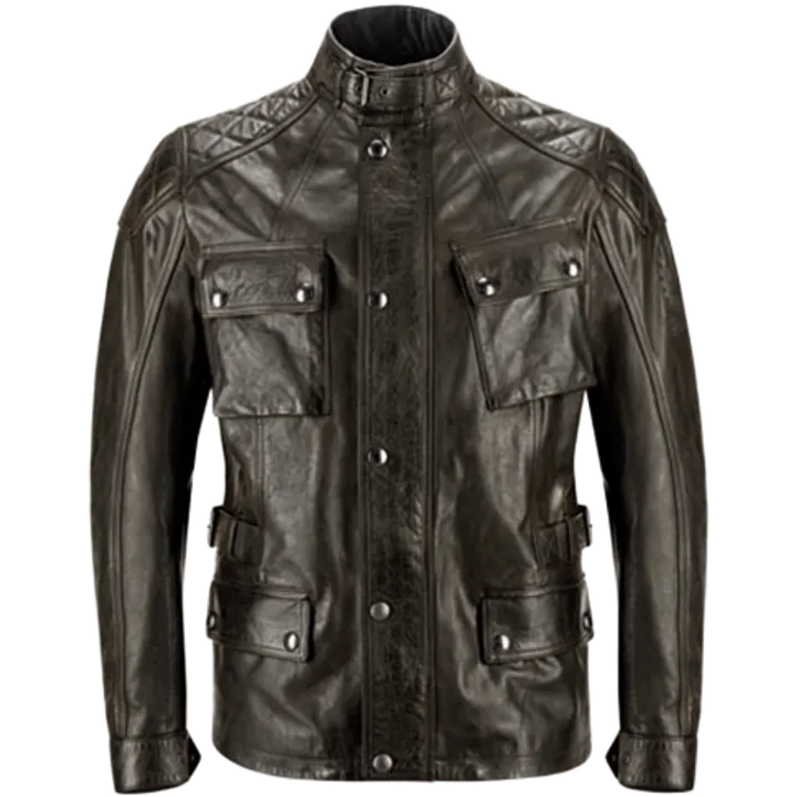 Veste Turner en cuir ciré noir