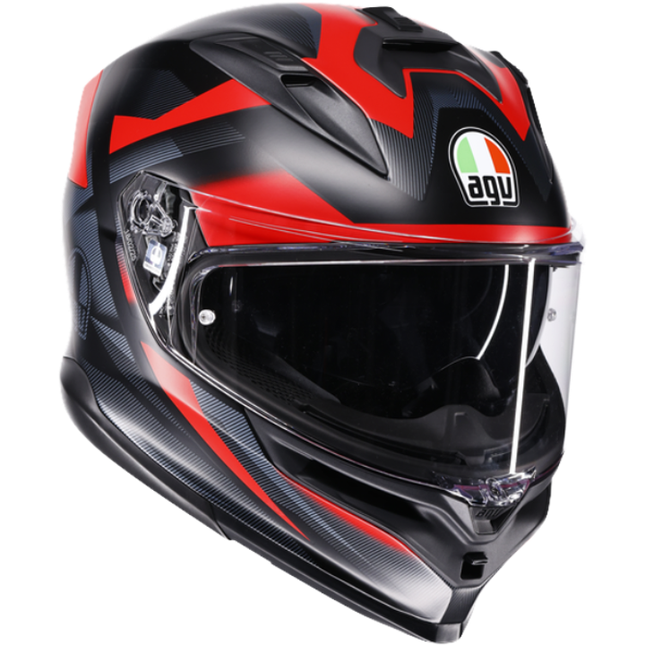 Integralhelm K7 Glimpse matt schwarz-grau-rot
