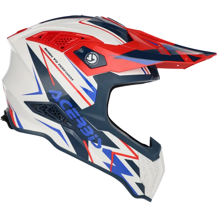 Casque de motocross AIRSTRIKE-X blanc-bleu-rouge