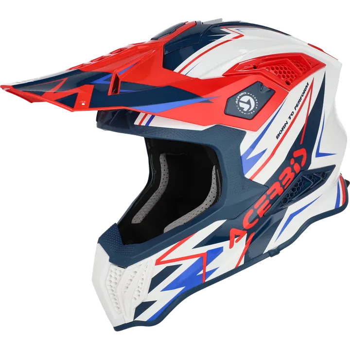 Motocrosshelm AIRSTRIKE-X weiss-blau-rot